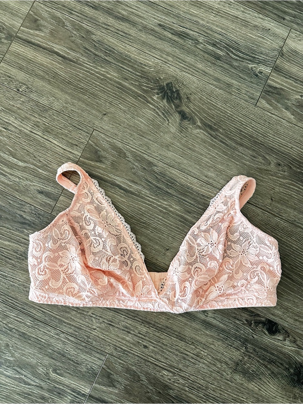 Adore Me Pink Lace Bralette - Soft Floral Triangle